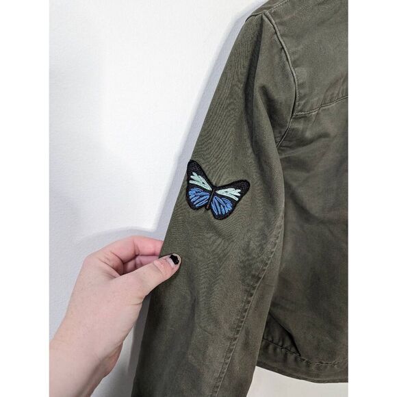 Philosophy Women's Army Green Butterfly Cropped Button Down Jacket - Size M - Picture 6 of 10